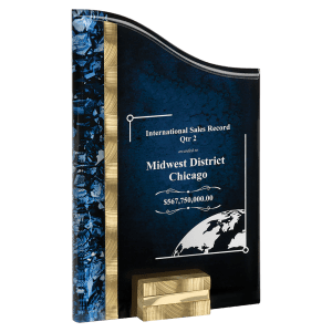 Gold & Blue SunRay Award with Aluminum Base