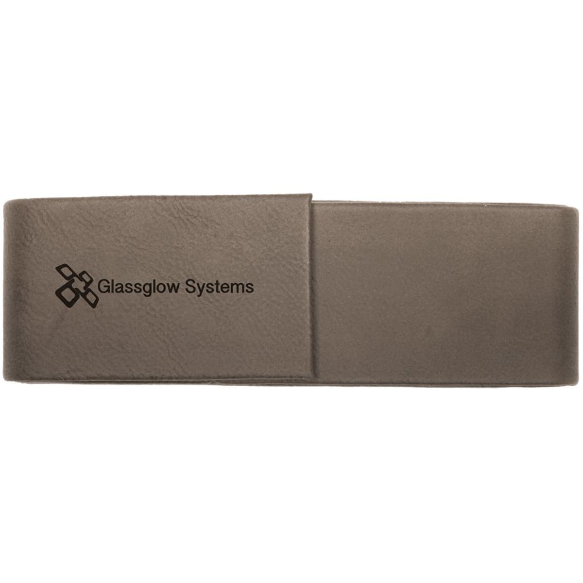 6 1/2" x 2" Gray Laserable Leatherette Double Pen Case