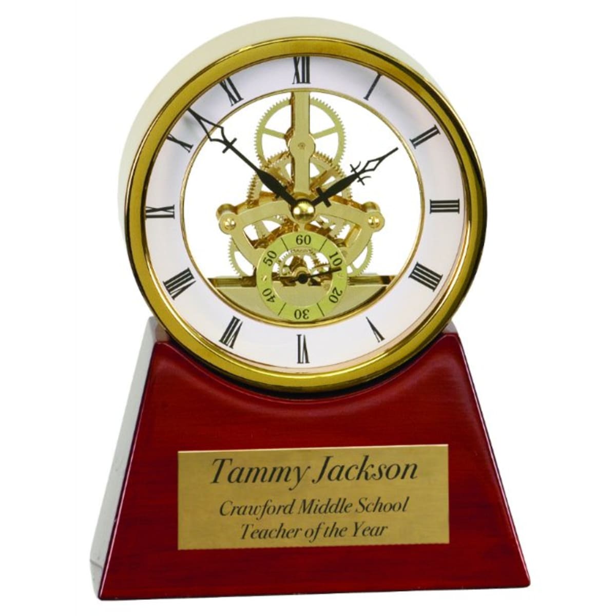 7 1/4" Executive Gold & Rosewood Piano Finish Clock