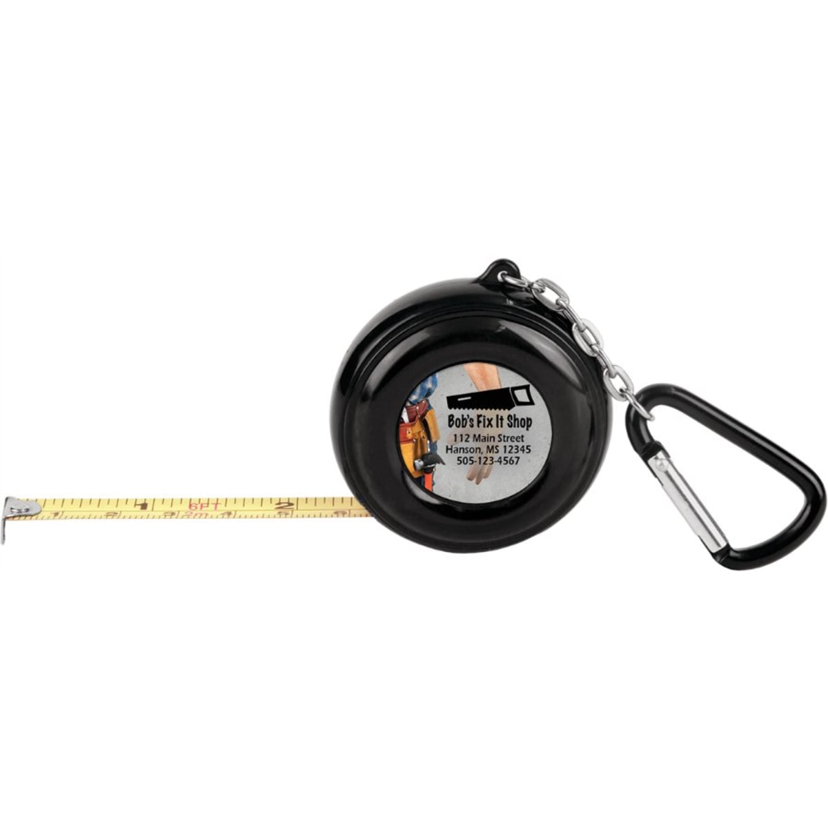 6-Foot Black Pocket Tape Measure w/Carabiner