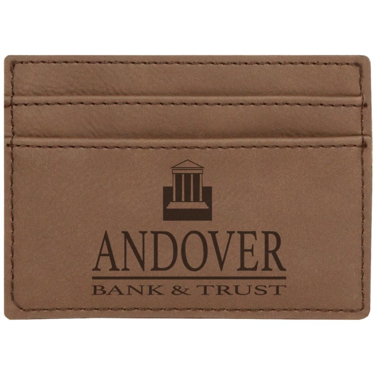 4" x 2 3/4" Dark Brown Laserable Leatherette Wallet Clip