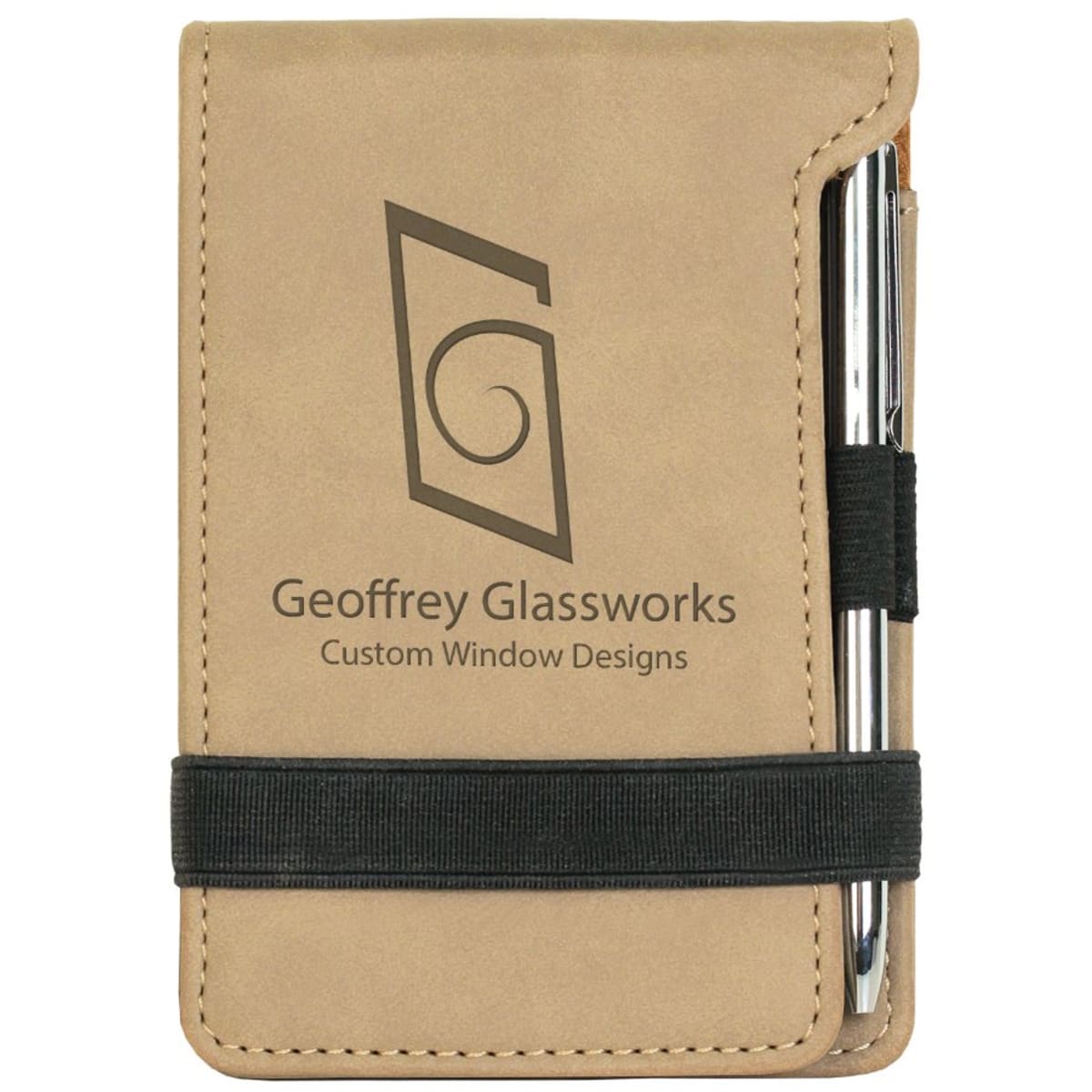 3 1/4" x 4 3/4" Light Brown Laserable Leatherette Mini Notepad with
