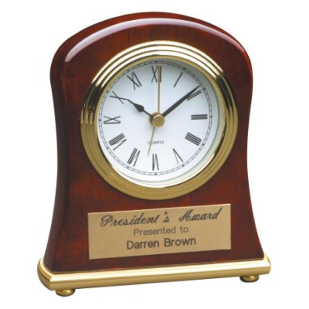 4 1/2" x 5" Rosewood Piano Finish Bell Shaped Desk Clock