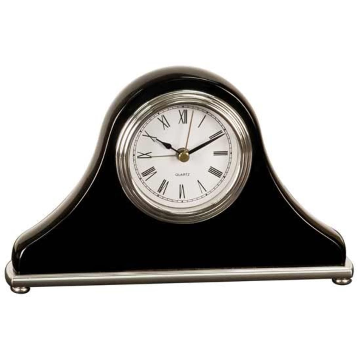 7 1/2" x 4 1/2" Black Piano Finish Mantel Desk Clock