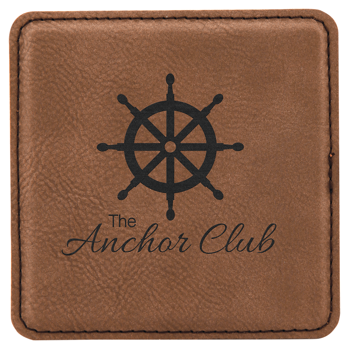 4" x 4" Square Dark Brown Laserable Leatherette Coaster