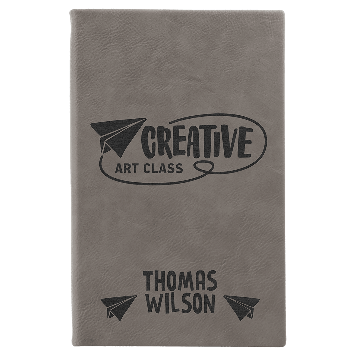 5 1/4" x 8 1/4" Gray Laserable Leatherette Sketch Book with Unlined