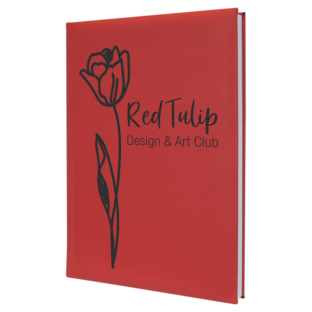 7" x 9 3/4" Red Laserable Leatherette Sketch Book with Unlined Notepad