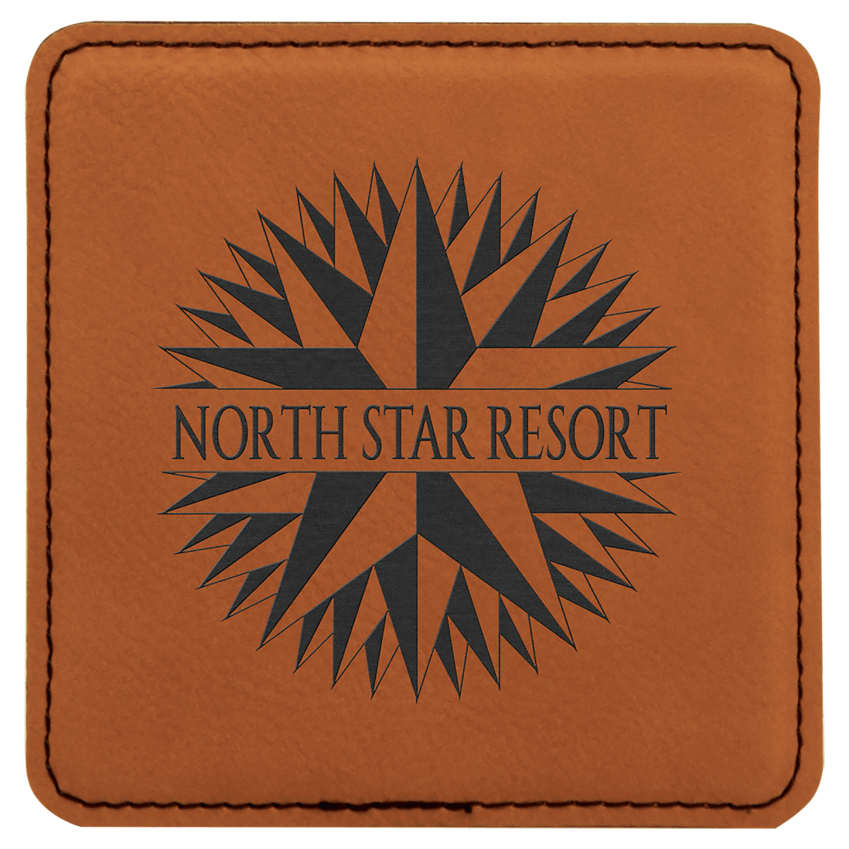 4" x 4" Square Rawhide Laserable Leatherette Coaster
