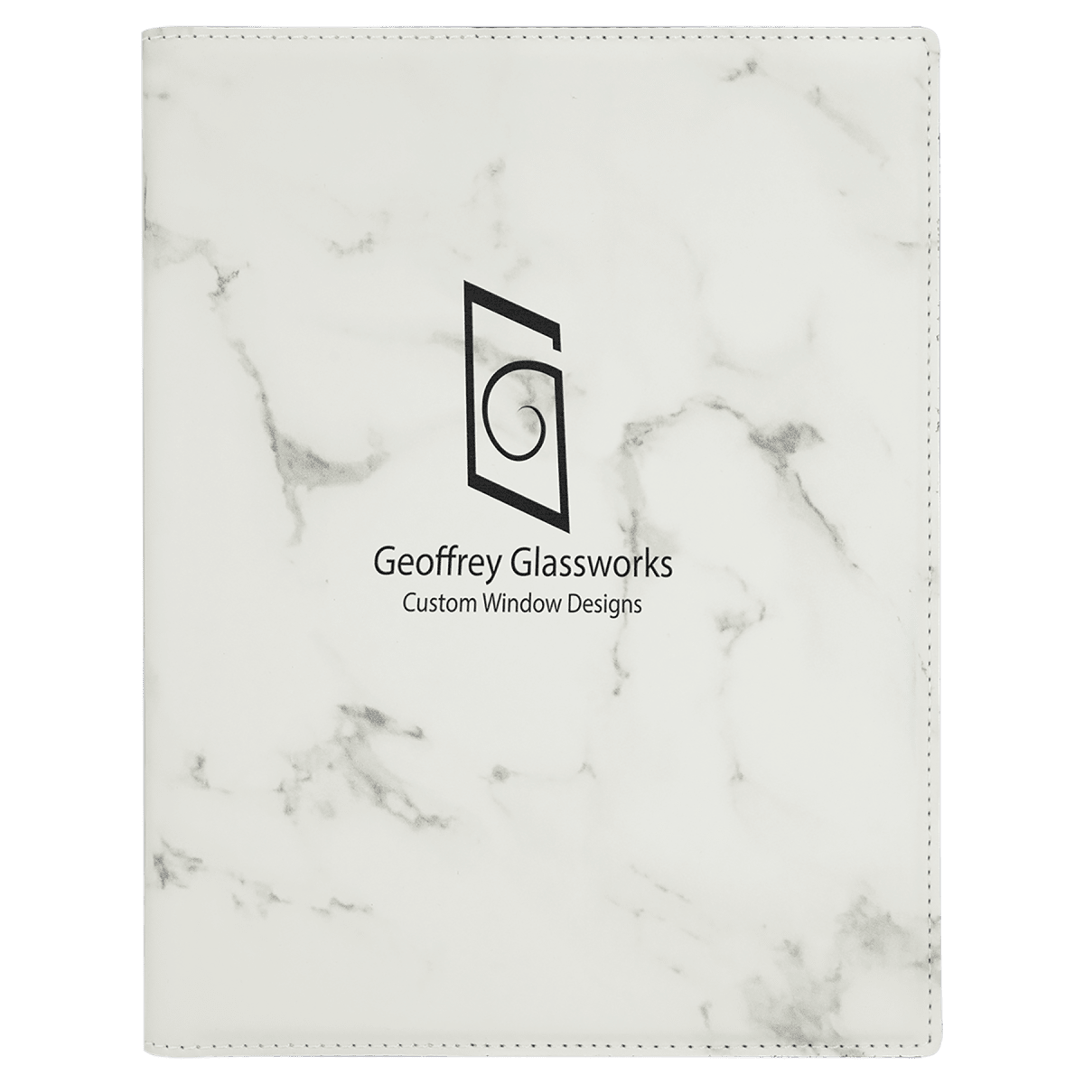 7" x 9" White Marble Laserable Leatherette Small Portfolio with