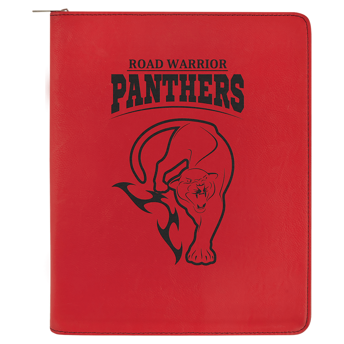 9 1/2" x 12" Red Laserable Leatherette Portfolio with Zipper and
