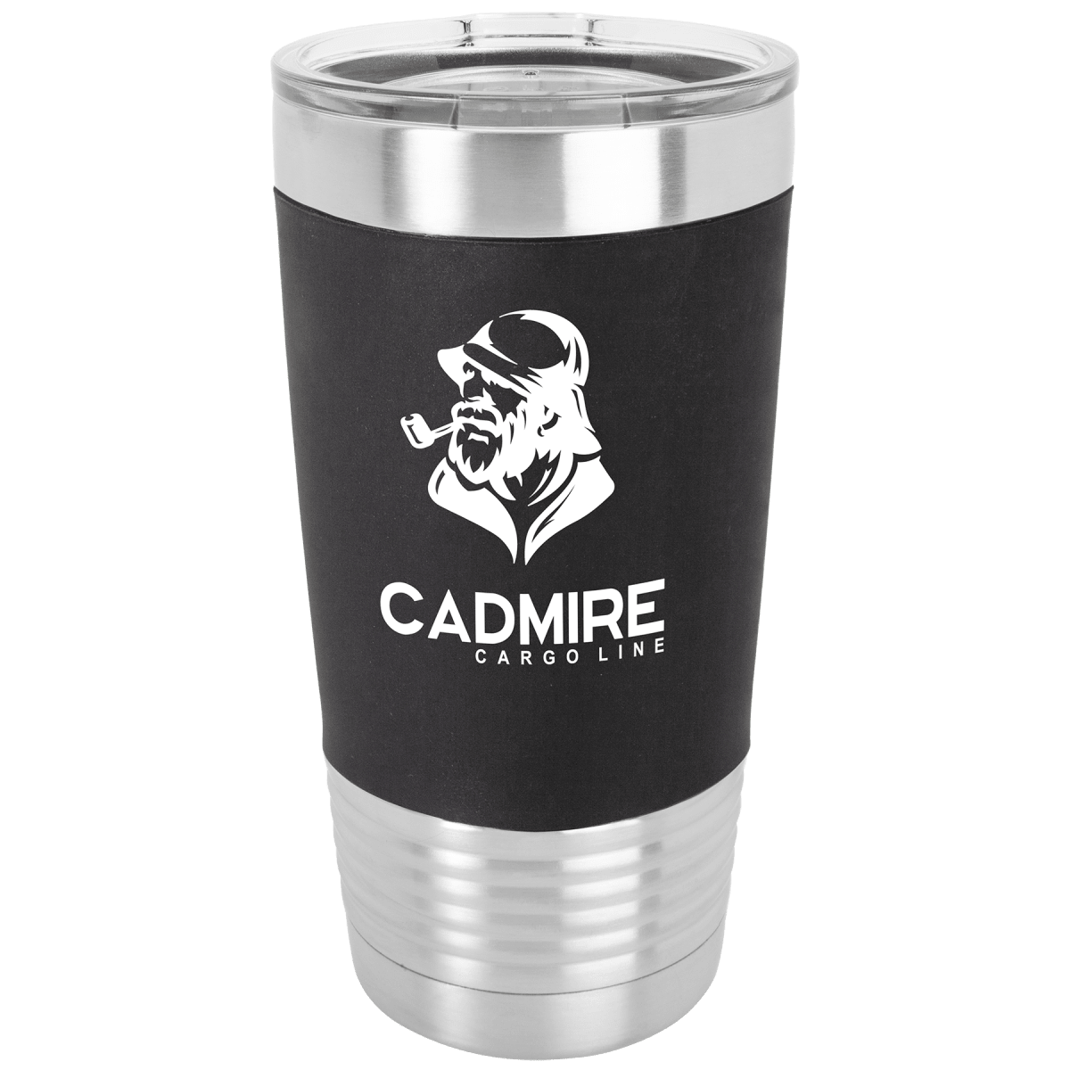 Polar Camel 20 oz. Black/White Silicone Grip Tumbler with Standard Lid