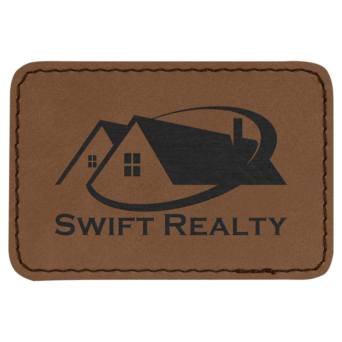3" x 2" Rectangle Dark Brown Laserable Leatherette Patch with Adhesive