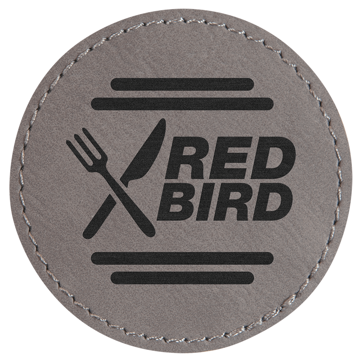 2 1/2" Round Gray Laserable Leatherette Patch with Adhesive