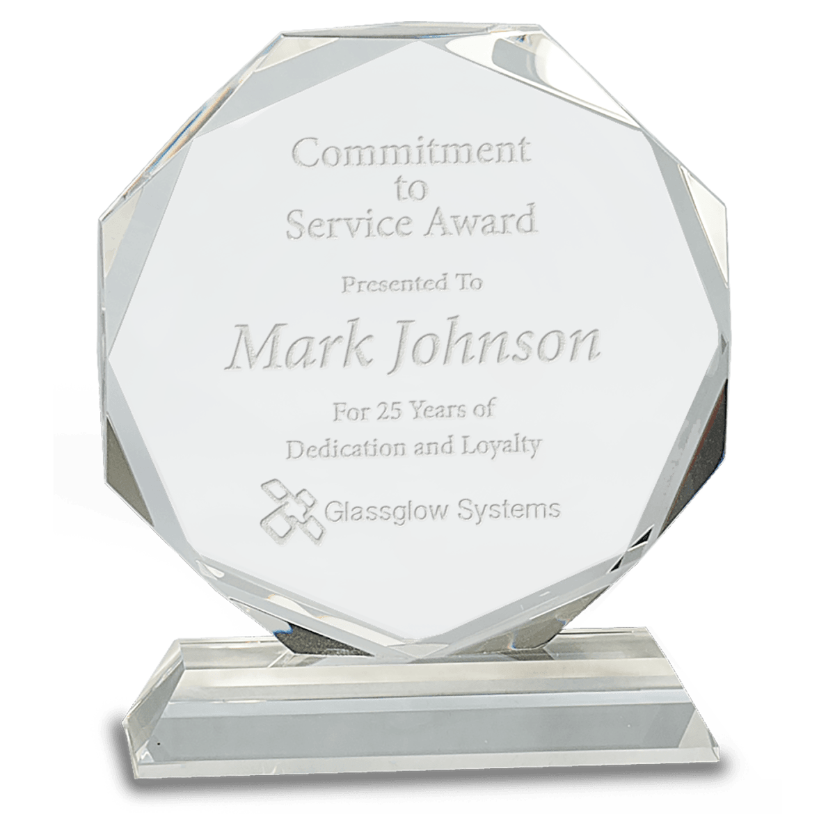 6" Clear Crystal Octagon on Clear Pedestal Base