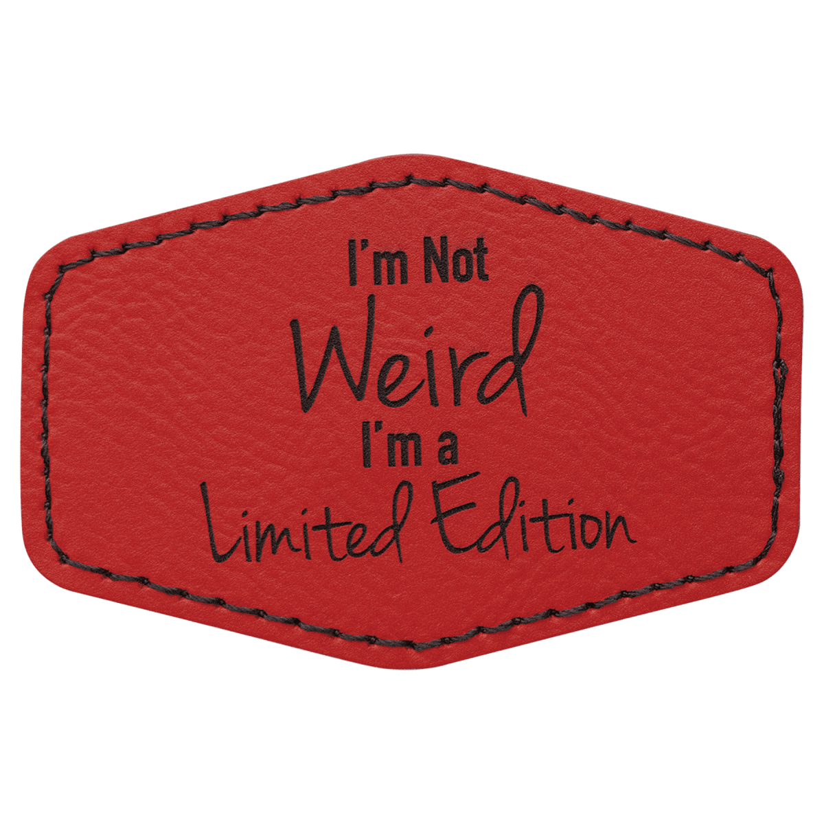 3" x 2" Hex Red Laserable Leatherette Patch with Adhesive