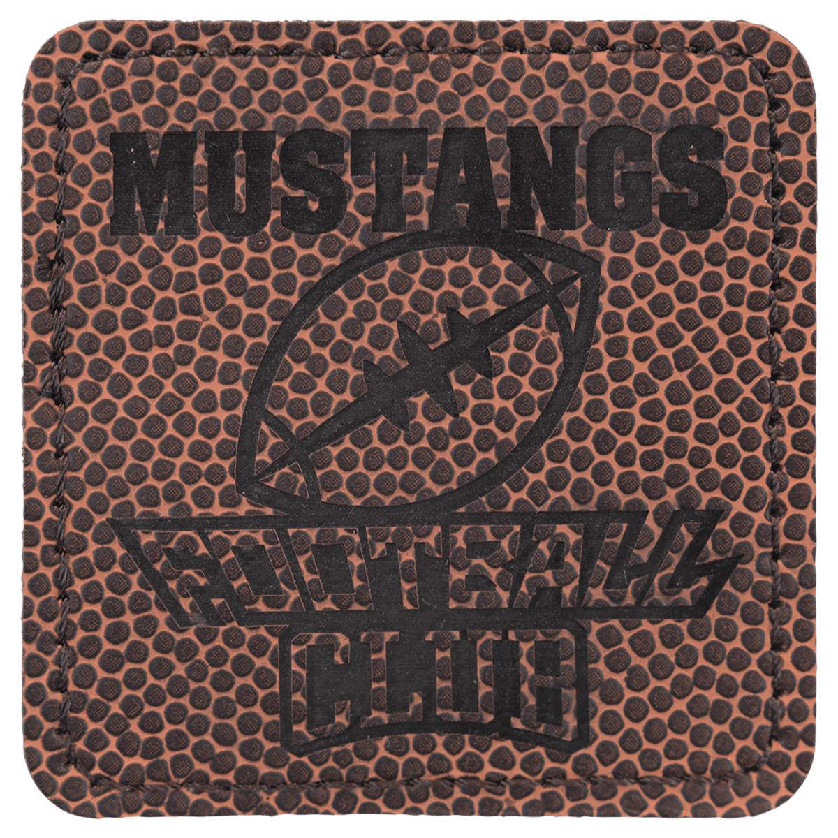 2 1/2" x 2 1/2" Square Football Laserable Leatherette Patch with