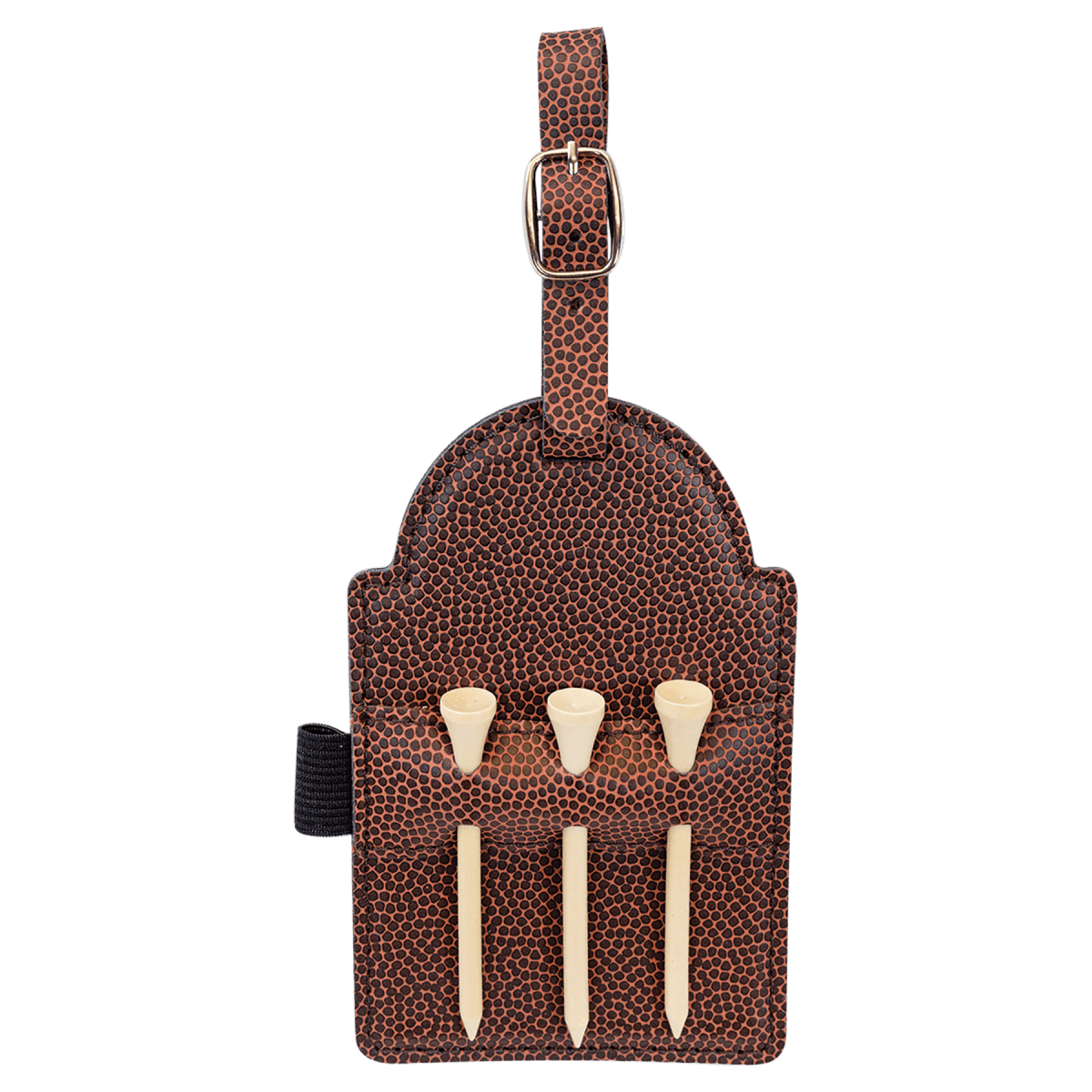 5" x 3 1/4" Football Laserable Leatherette Golf Bag Tag with 3 Wooden