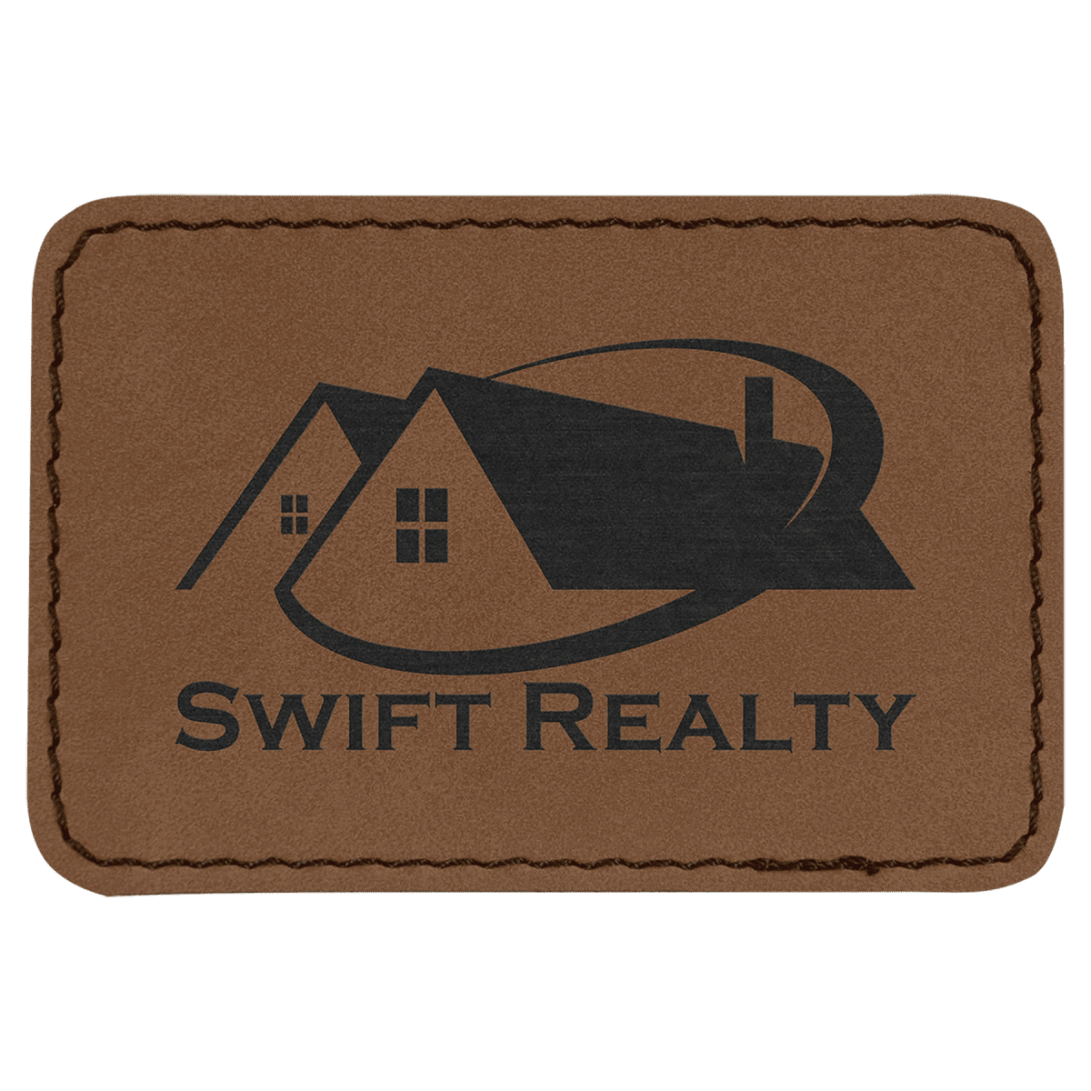 3" x 2" Dark Brown Laserable Leatherette Rectangle Patch with Kota