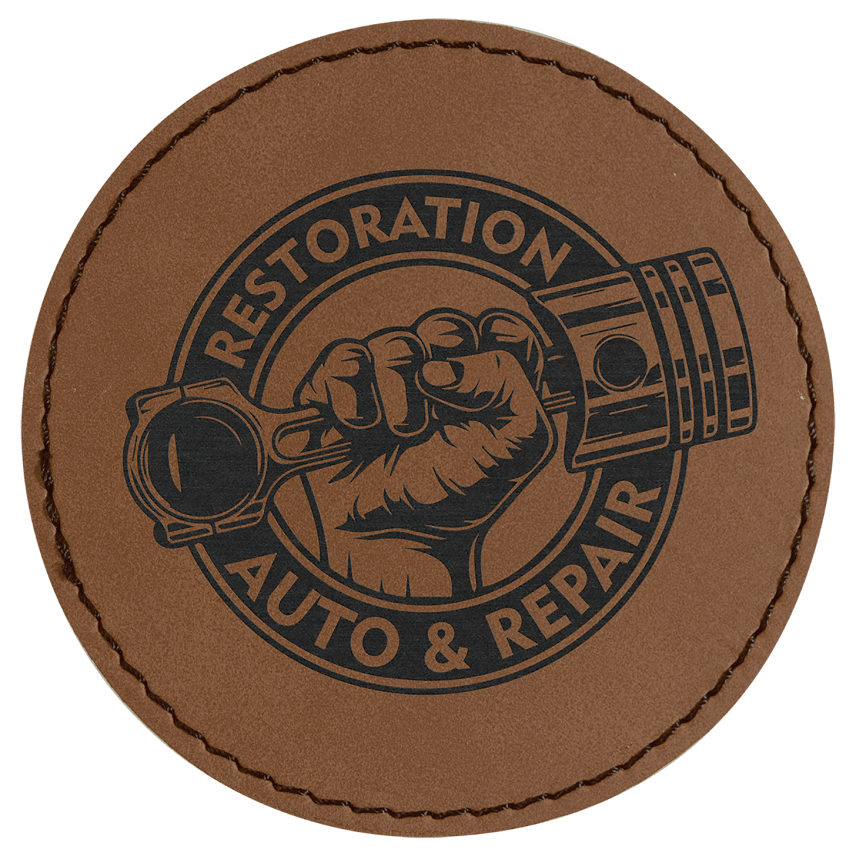 3" Dark Brown Laserable Leatherette Round Patch with Kota Pro Adhesive