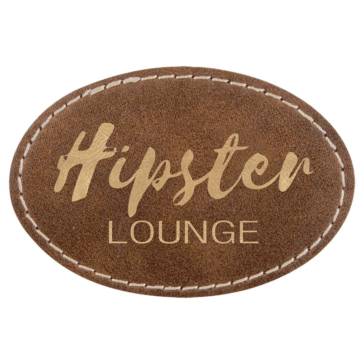 3" x 2" Rustic/Gold Laserable Leatherette Oval Patch with Kota Pro