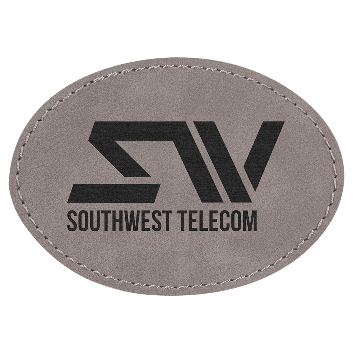 3 1/2" x 2 1/2" Gray Laserable Leatherette Oval Patch with Kota Pro