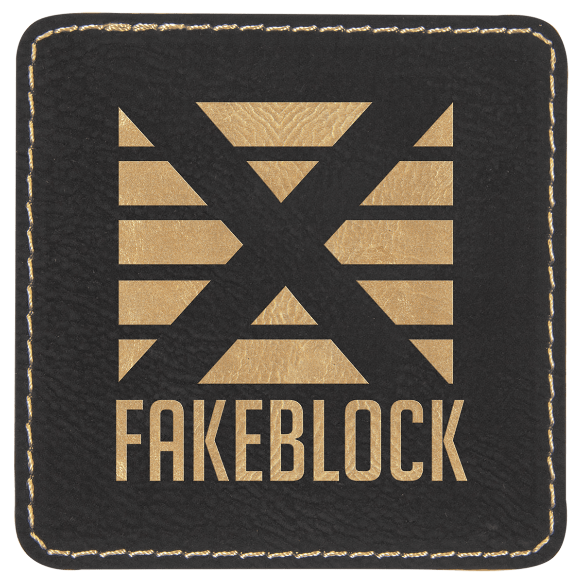 3" x 3" Square Black/Gold Laserable Leatherette Patch with Kota Pro