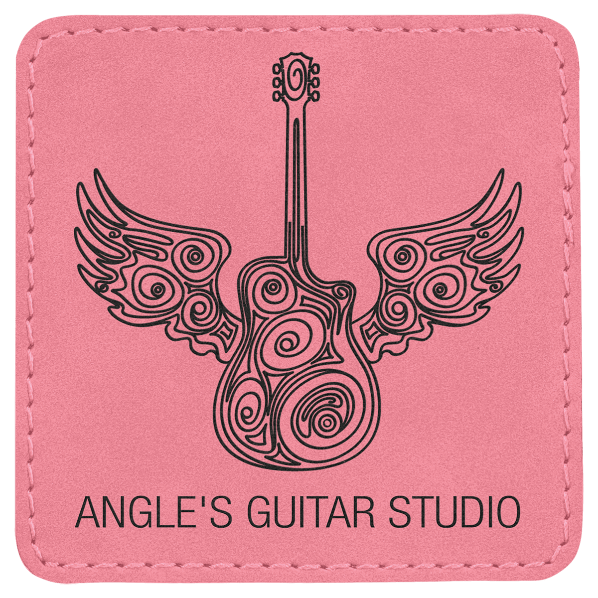 3" x 3" Pink Laserable Leatherette Square Patch with Kota Pro Adhesive