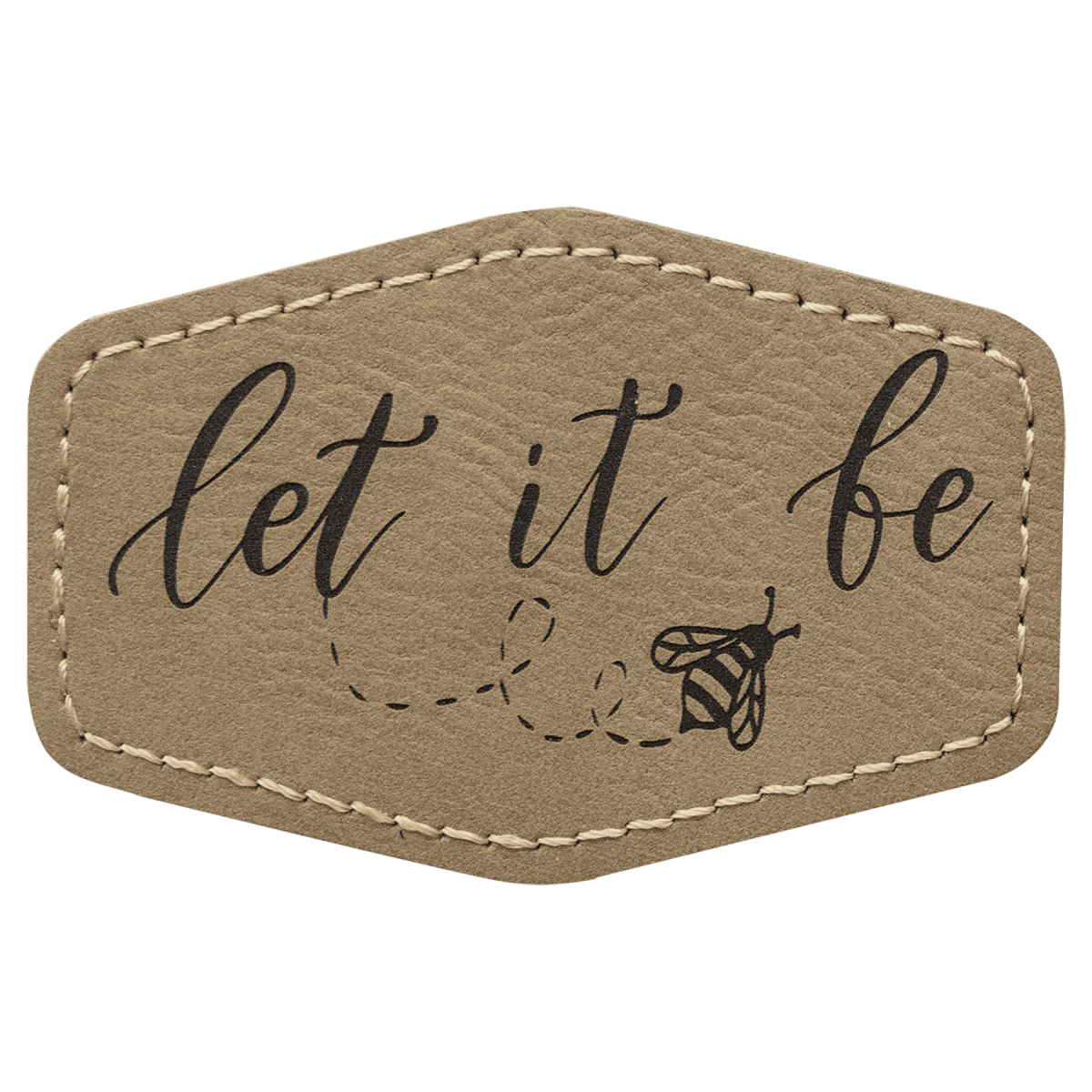 3" x 2" Light Brown Laserable Leatherette Hex Patch with Kota Pro