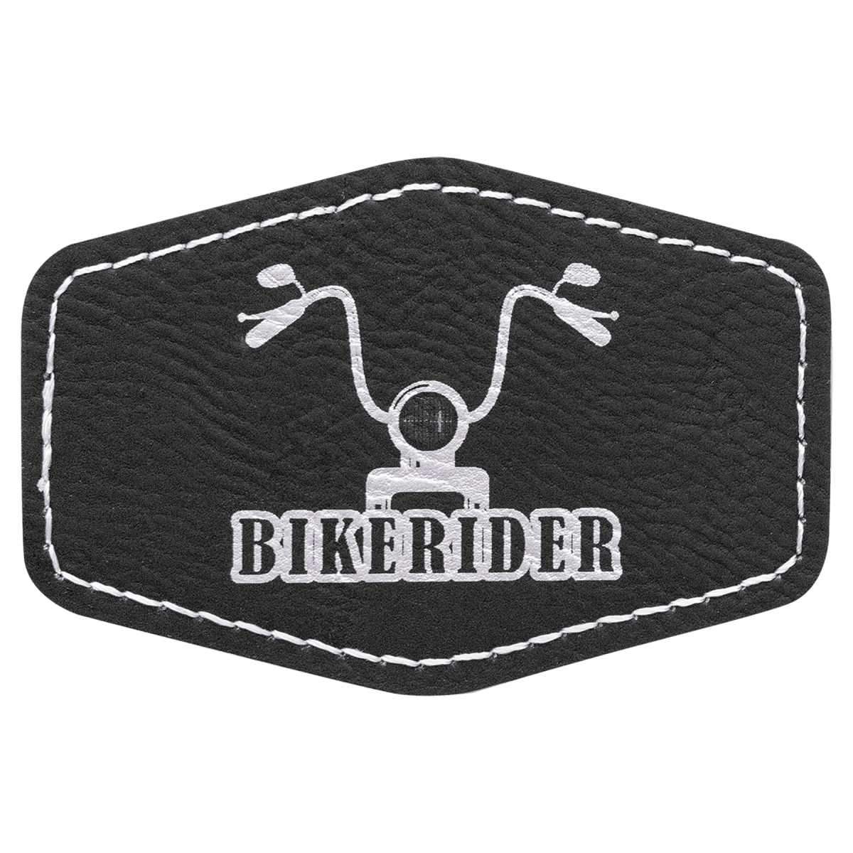 3" x 2" Black/Silver Laserable Leatherette Hex Patch with Kota Pro