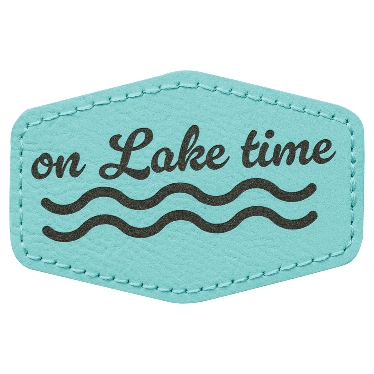 3" x 2" Teal Laserable Leatherette Hex Patch with Kota Pro Adhesive