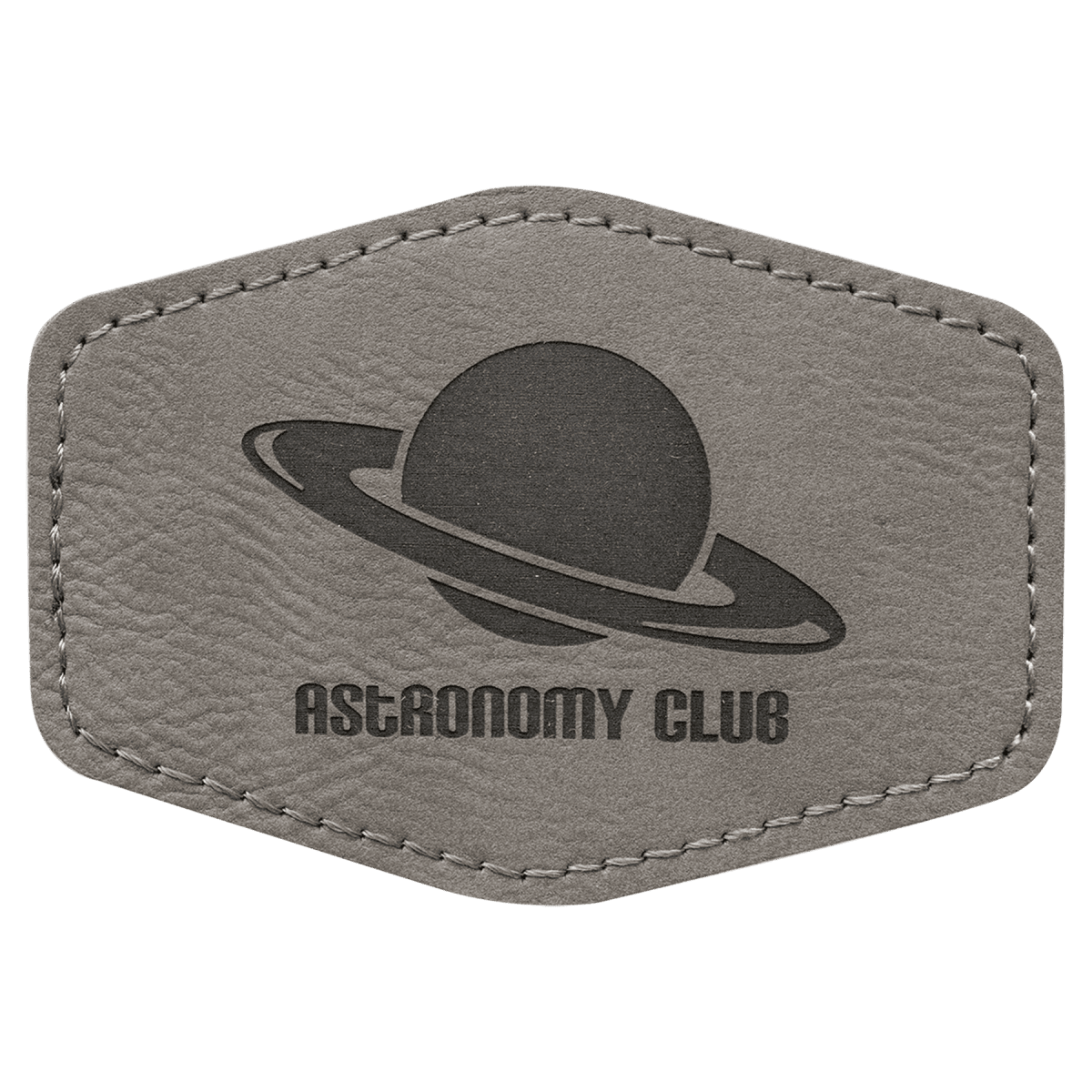 3 1/2" x 2 1/2" Gray Laserable Leatherette Hex Patch with Kota Pro