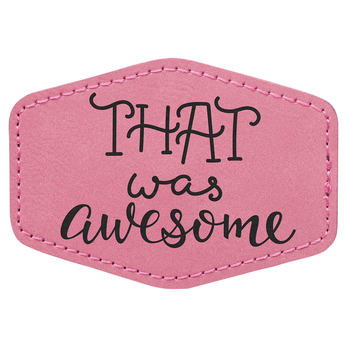 3 1/2" x 2 1/2" Pink Laserable Leatherette Hex Patch with Kota Pro