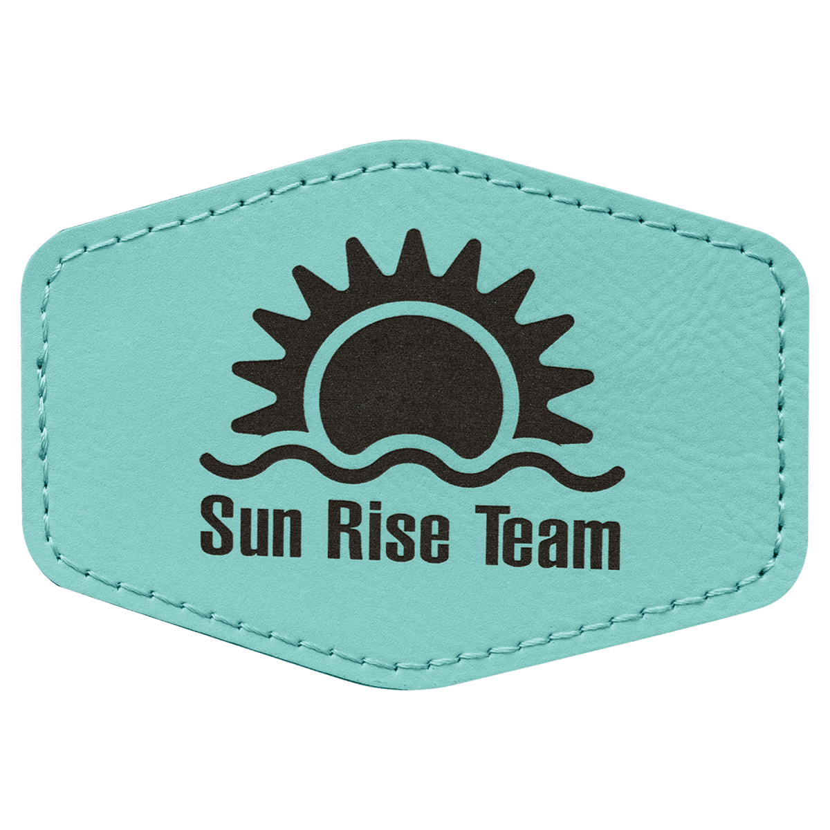 3 1/2" x 2 1/2" Teal Laserable Leatherette Hex Patch with Kota Pro