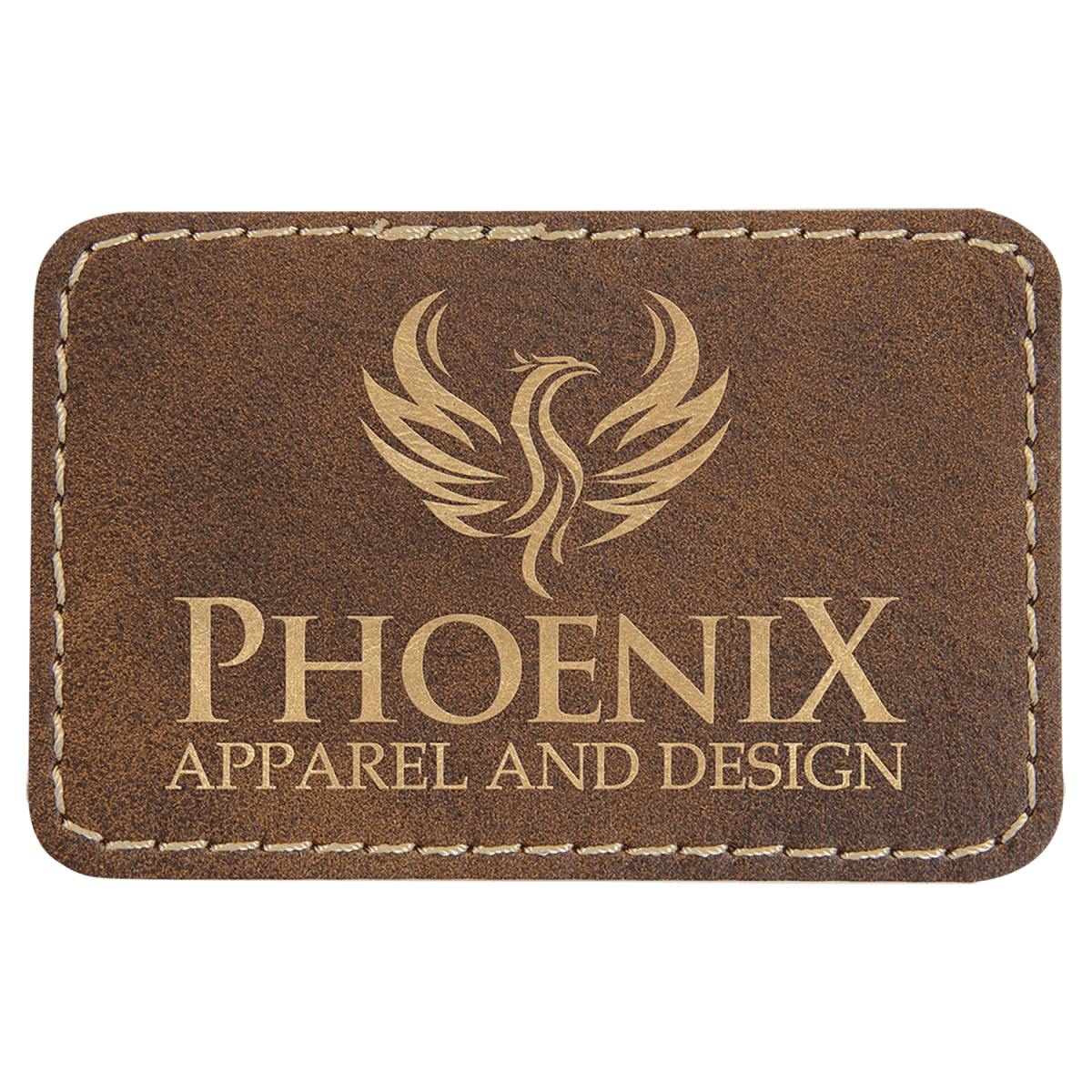 3" x 2" Rustic/Gold Laserable Leatherette Rectangle Patch with Kota