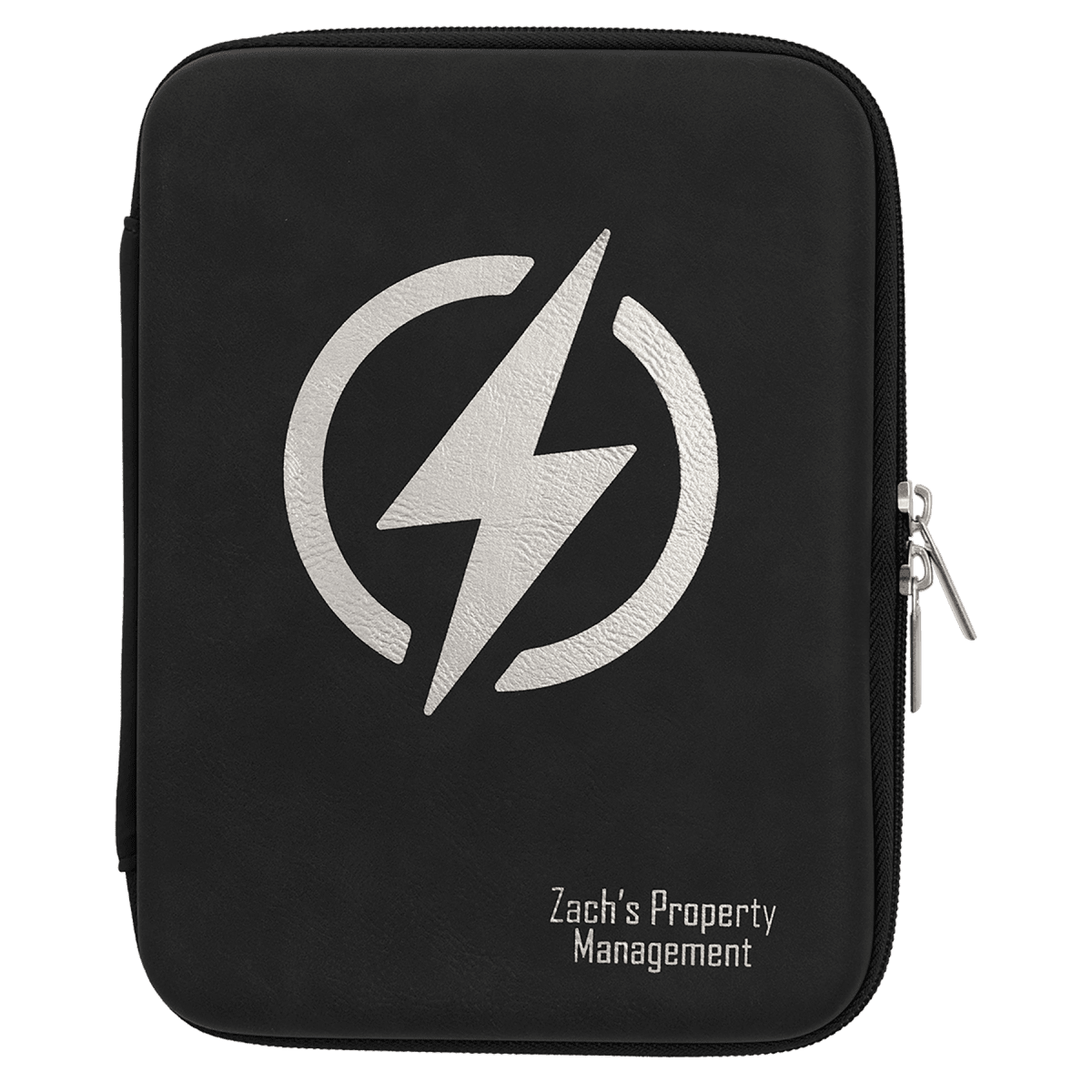 8 1/2" x 6" x 1 3/4" Black/Silver Leatherette Cord Case