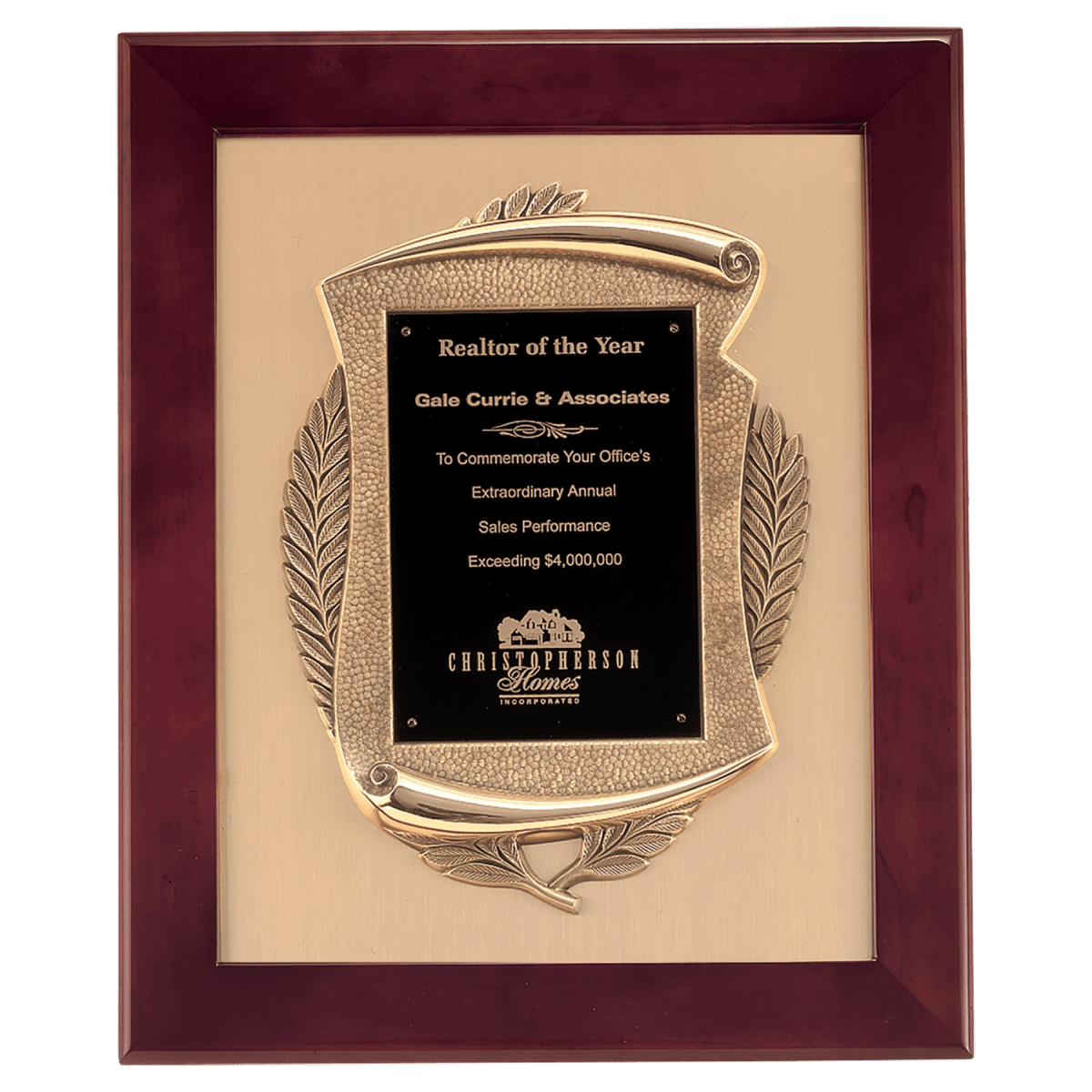 14" x 17" Rosewood Piano Finish Frame with Antique Bronze Casting