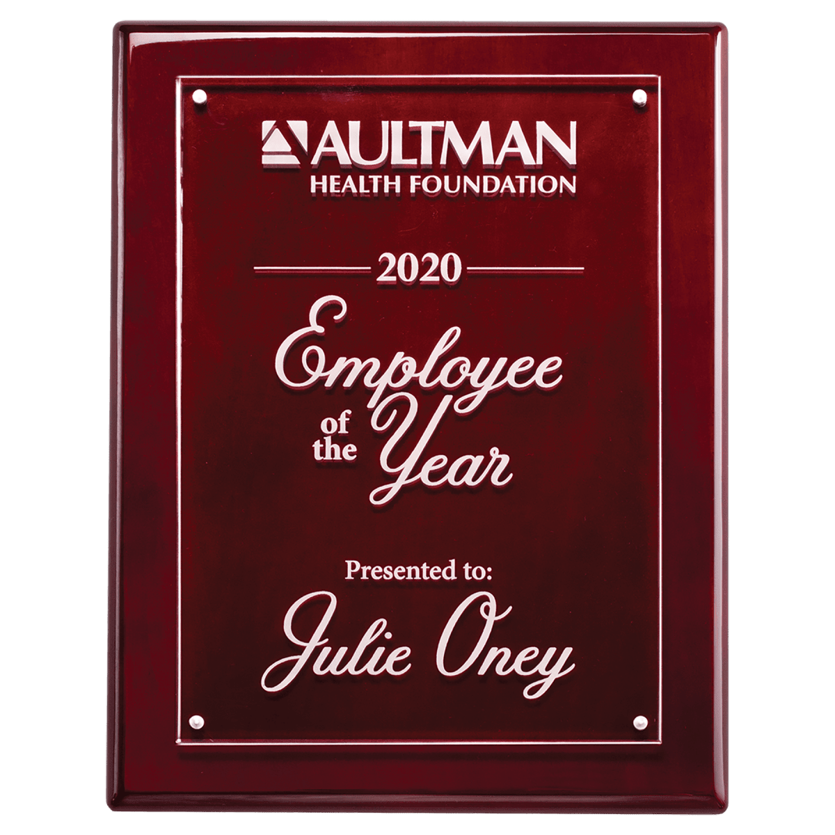7x9 Rosewood High Gloss Plaque with Acrylic Engraving Plate