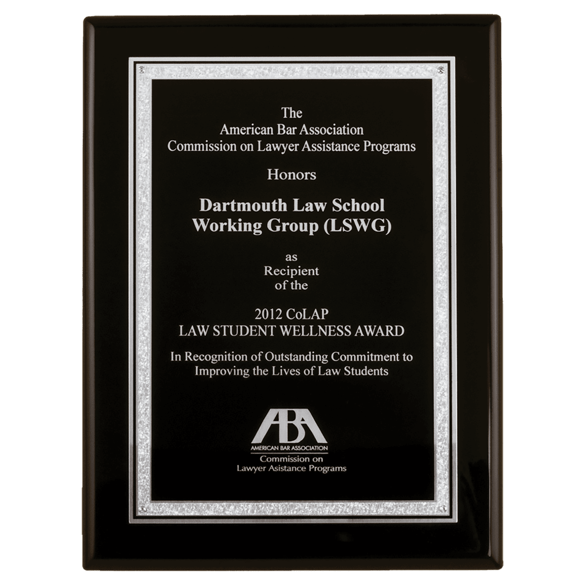 9" x 12" Airflyte Black Piano Finish Plaque with Black Laser