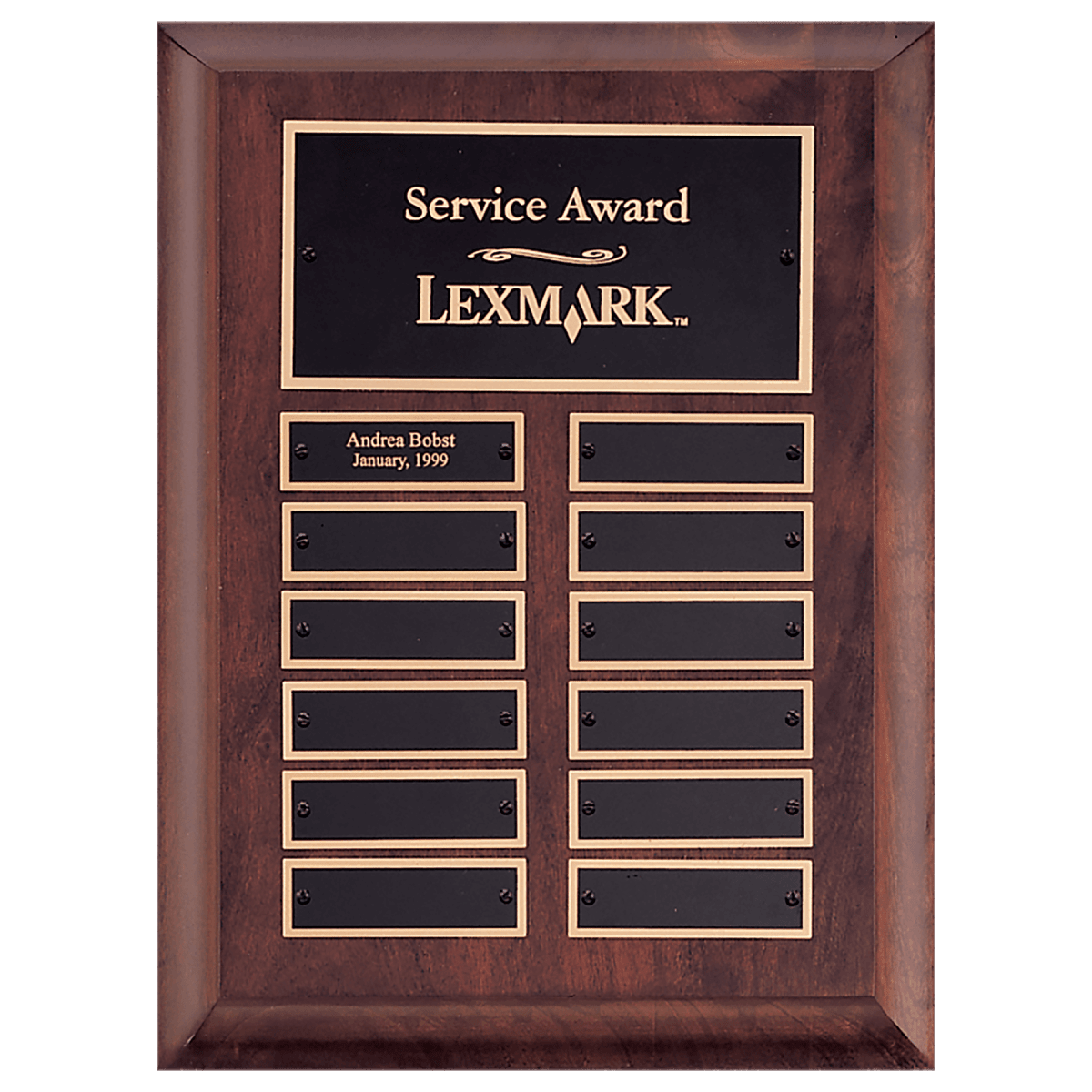 9" x 12" Airflyte Cherry Finish Perpetual Plaque with 12 Gold Border