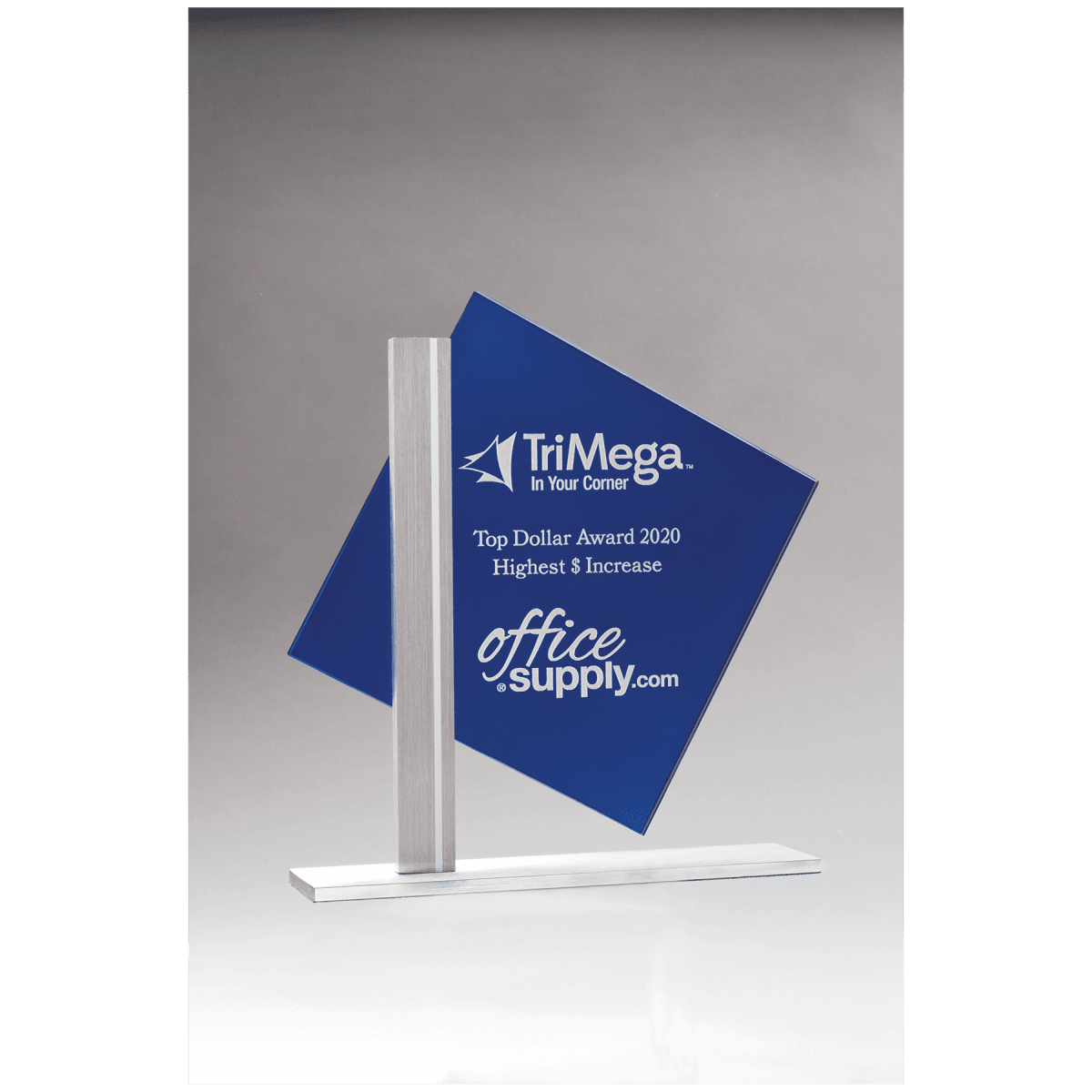 8" x 8 3/8" Diamond Series Blue Silkscreened Glass with Brushed