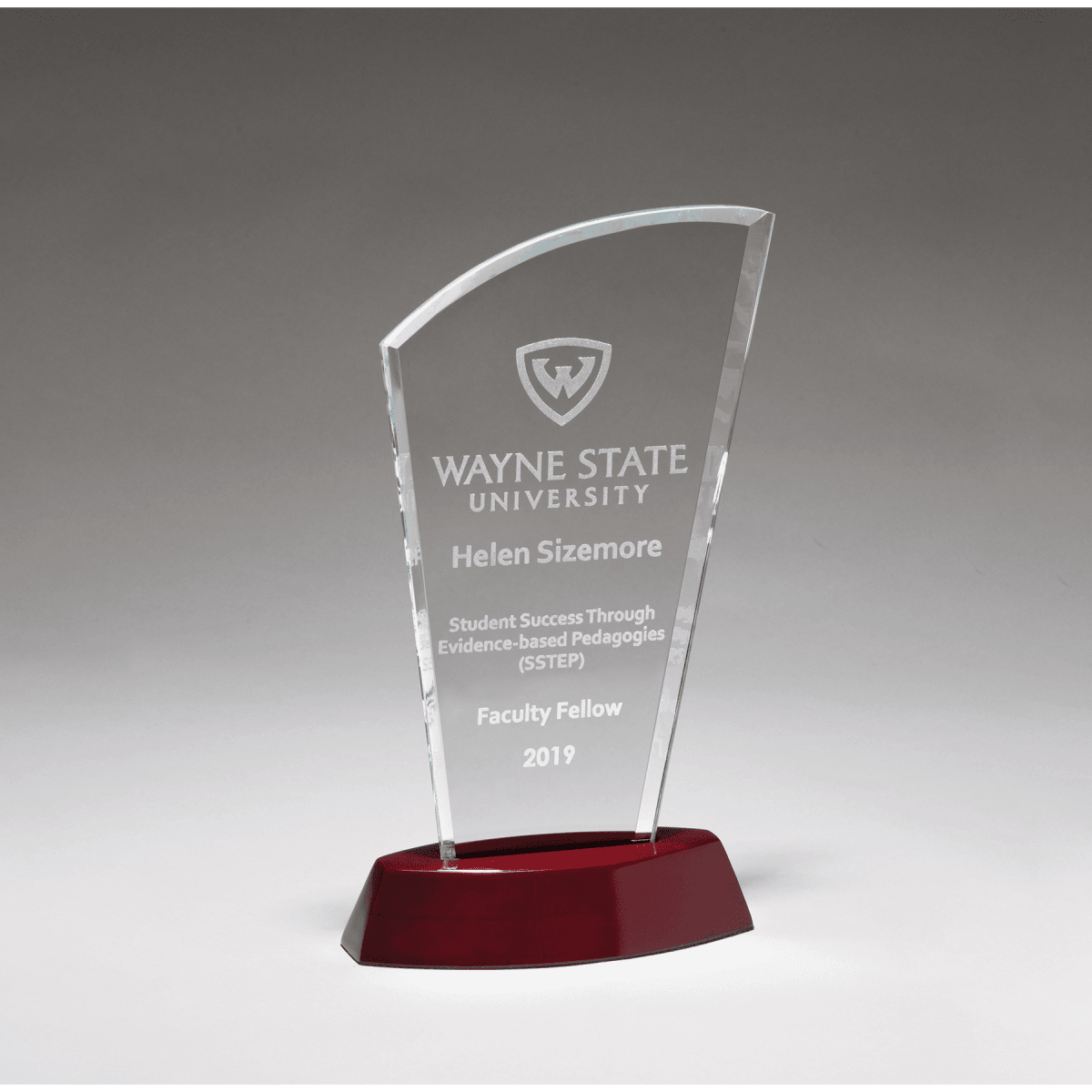 5 1/2" x 9 3/4" Sail Series Clear Glass Award with High Gloss
