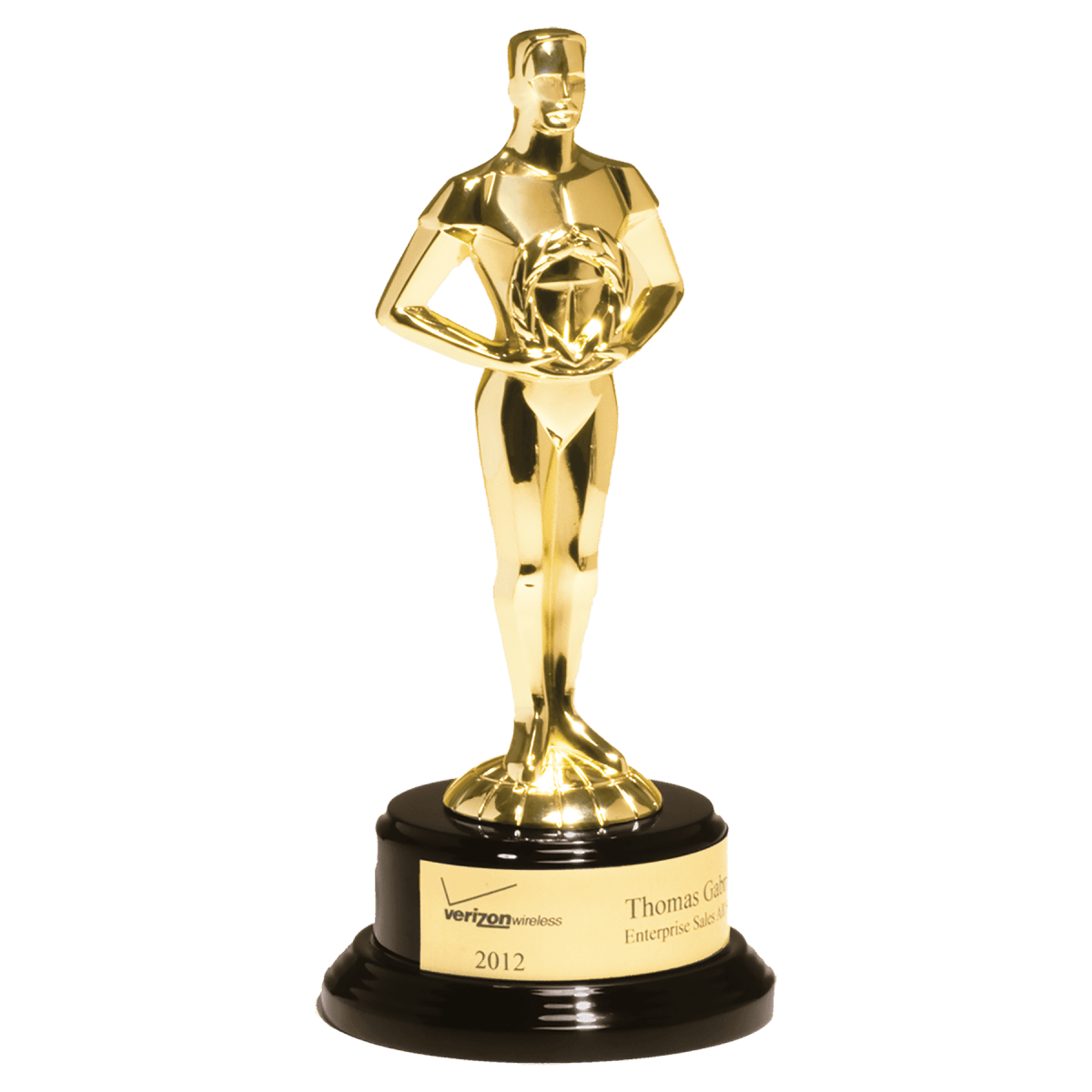 11" Cast Metal Goldtone Finish Classic Achiever Figure on a Black