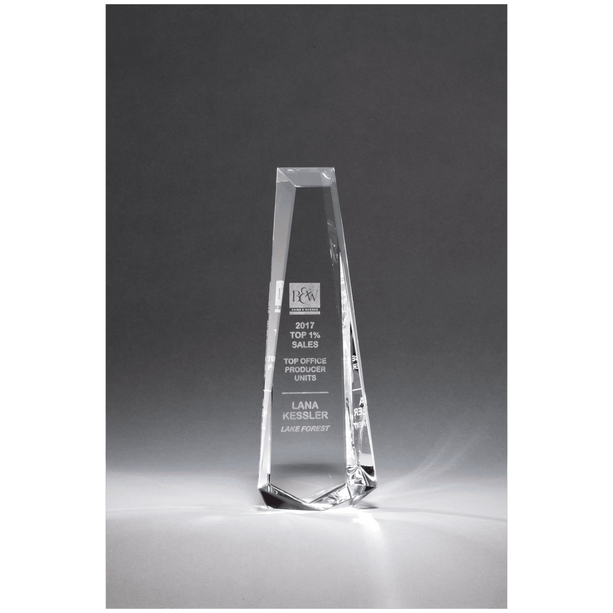5 1/8" x 11" x 2" Crystal Obelisk