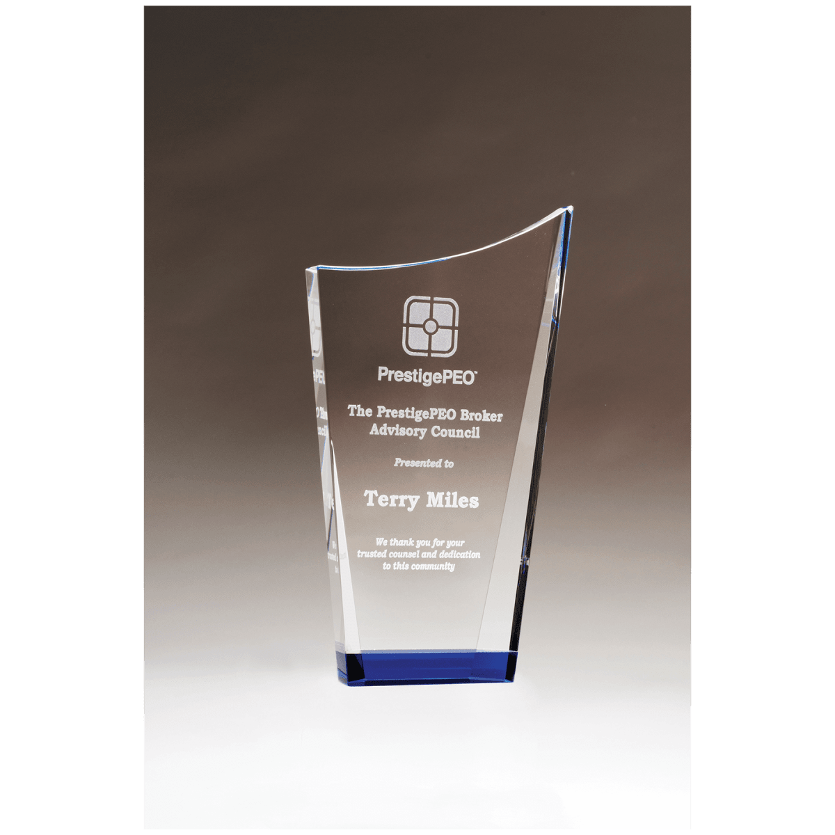 5 1/8" x 8 7/8" Contemporary Series Crystal with Blue Cry