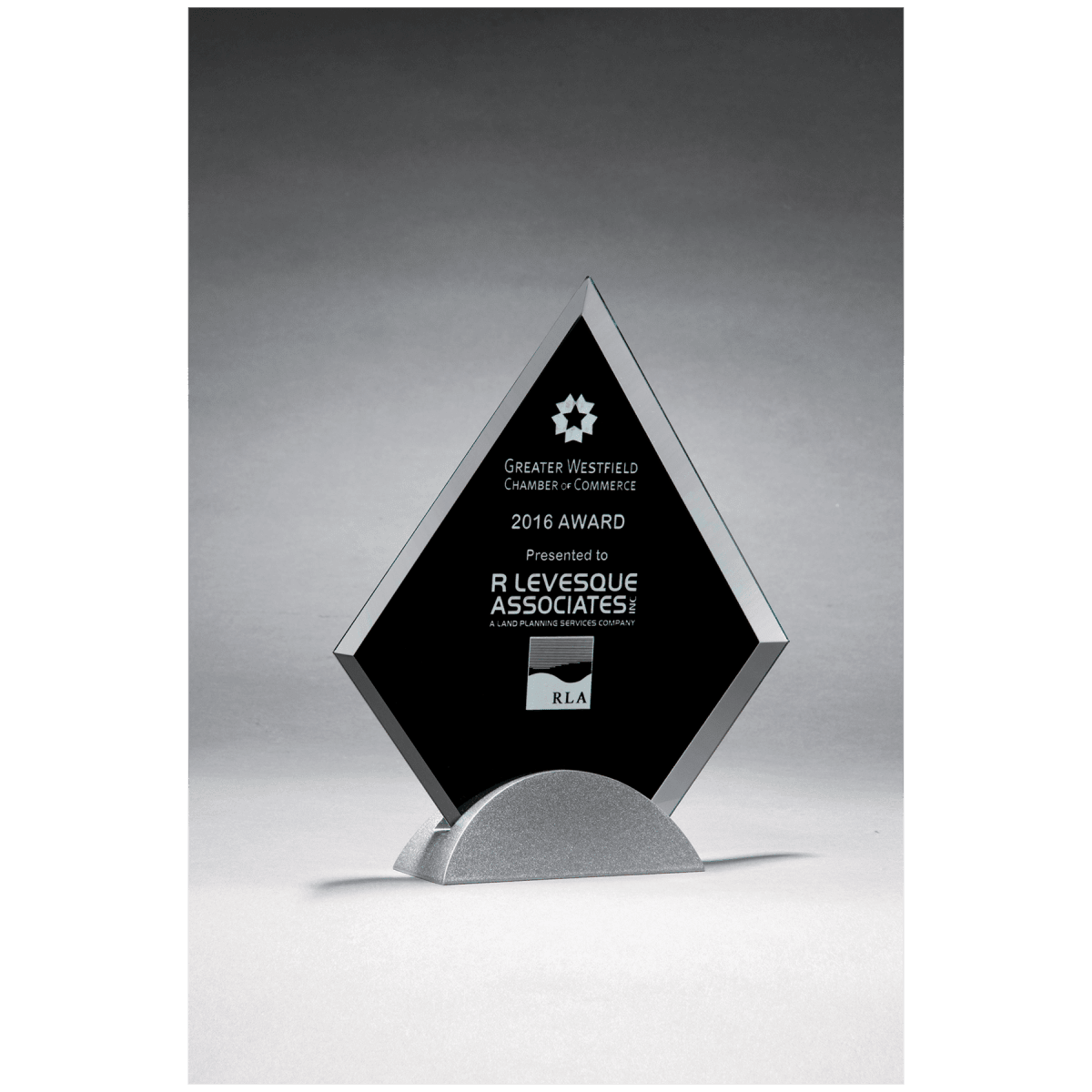 8" x 9" Diamond Shaped Glass Award