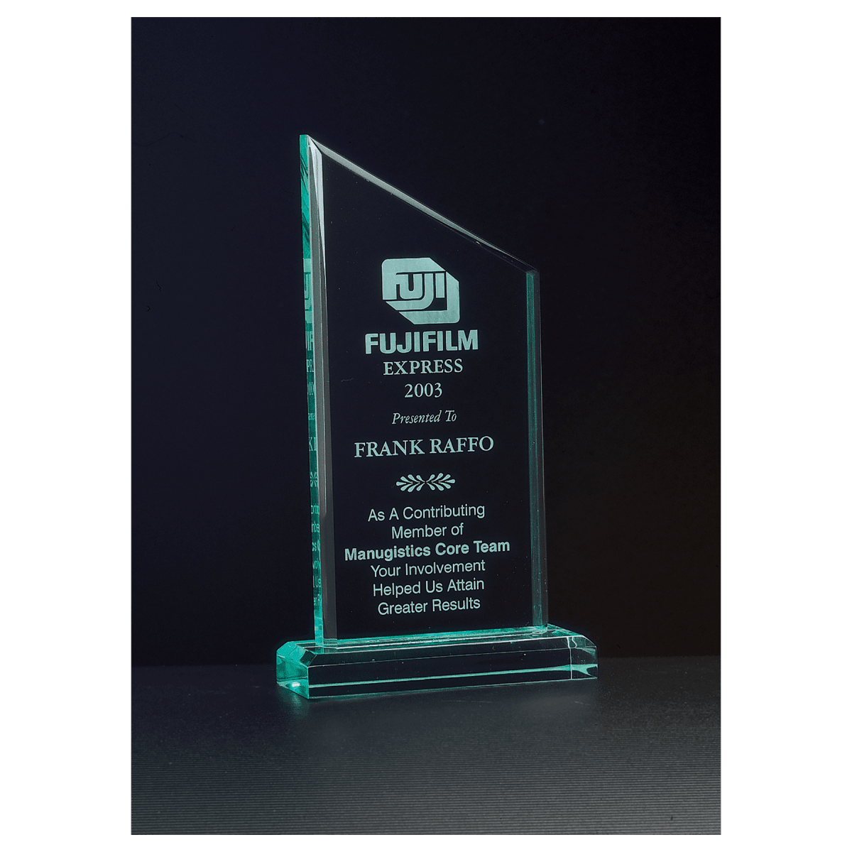 4 3/4" x 8 3/4" Zenith Series Jade Acrylic Award