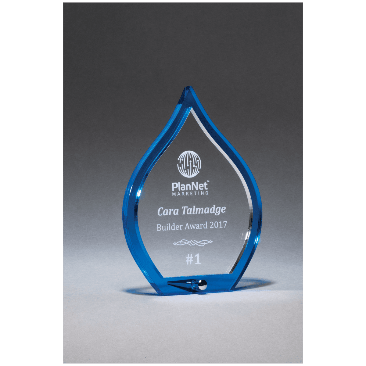 4 1/2" x 6 1/4" Blue Flame Acrylic with Clear Pop-Out Center and