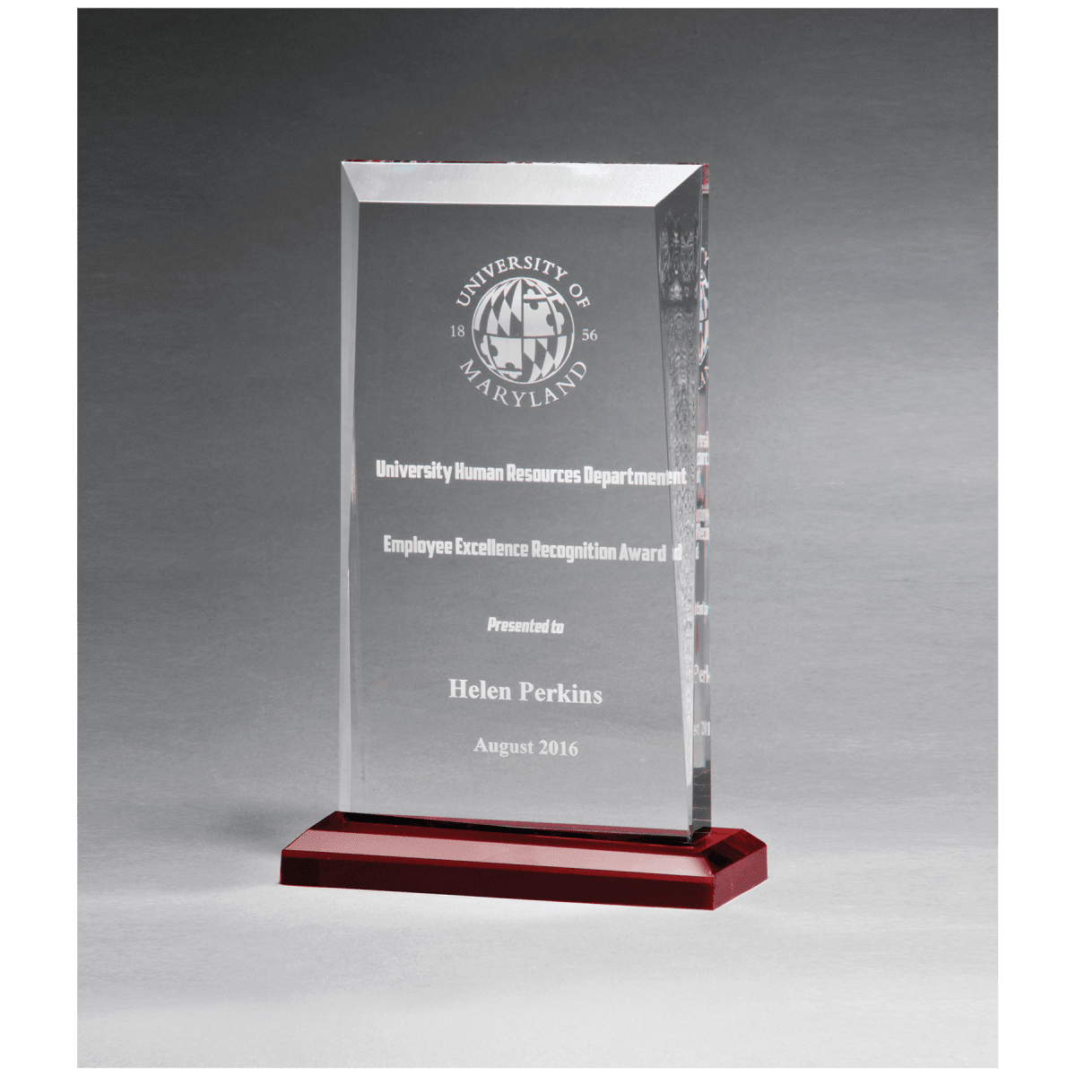 6" x 9 3/4" Apex Series Clear Acrylic Award with Red Highlights and
