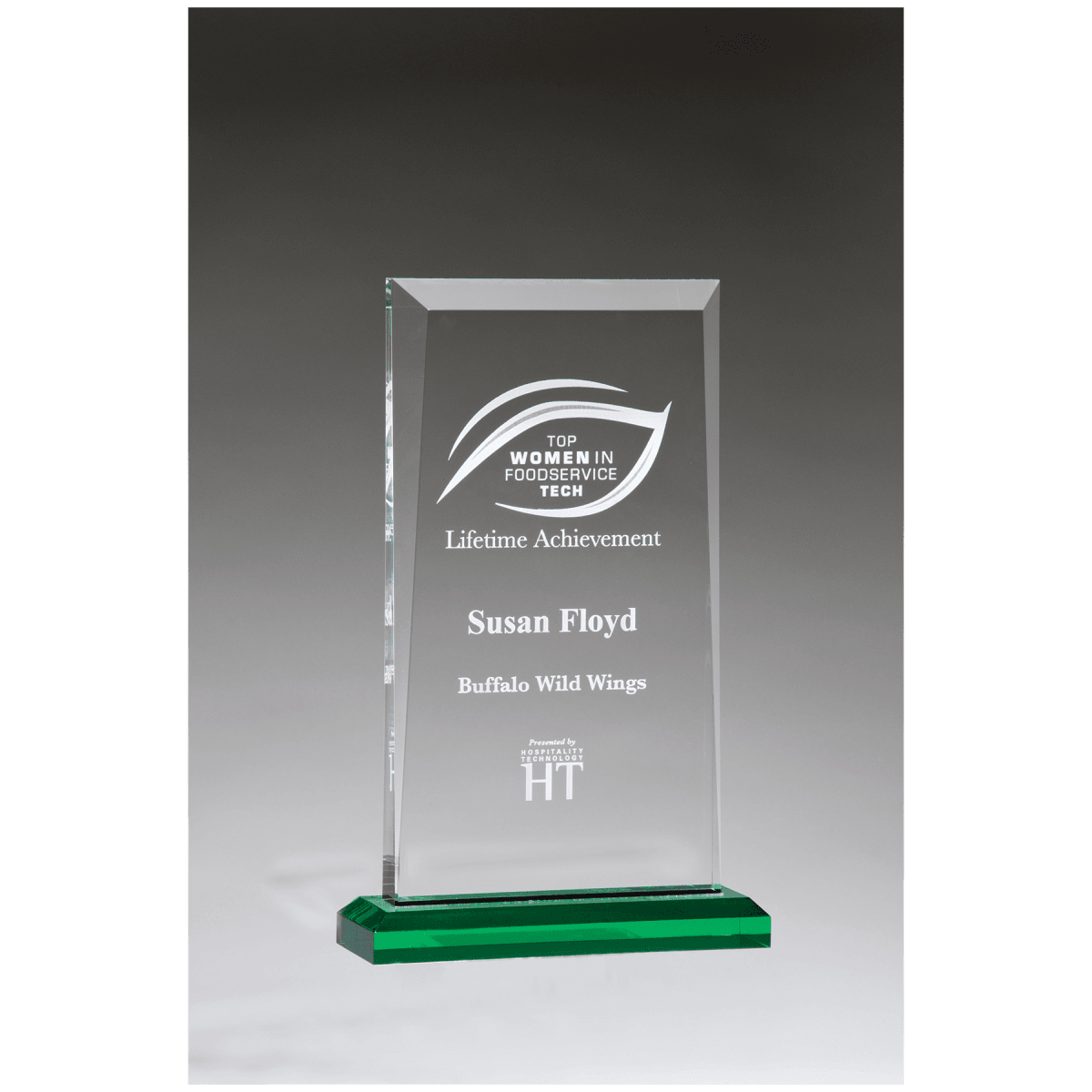 5" x 7 3/4" Apex Series Acrylic Award with Green Highlights and Green