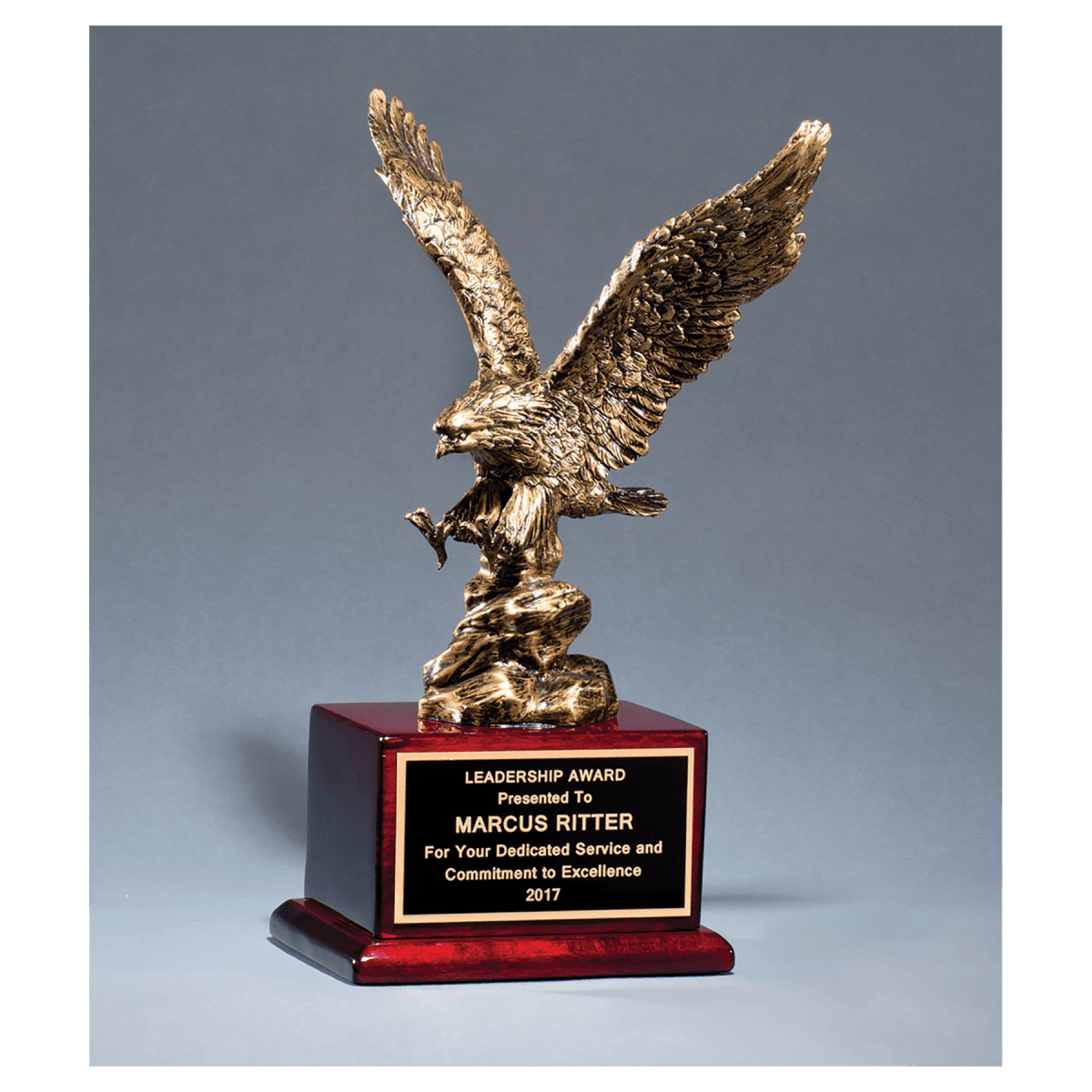 15" Antique Bronze Finished Eagle Resin Casting on Rosewood Piano